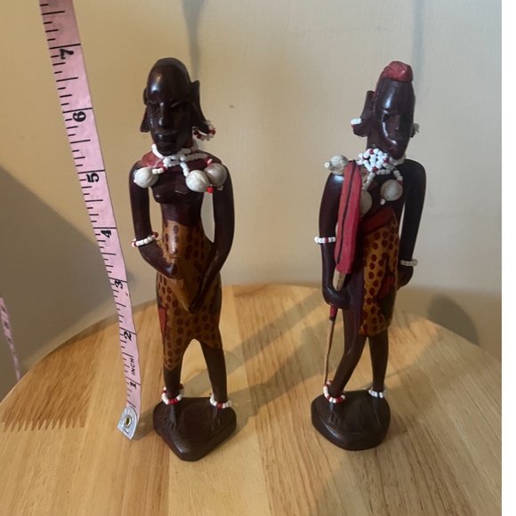 Set of two vintage hand carved tribal / Aztec statues decor EUC - Picture 4 of 6